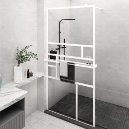 Ścianka prysznicowa z półką, biała, 100x195 cm, ESG i aluminium