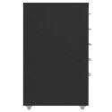 Mobilna szafka kartotekowa, czarna, 28x41x69 cm, metalowa