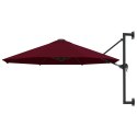 Parasol ścienny na metalowym słupku, 300 cm, burgund