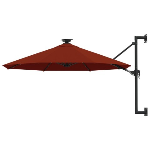 Parasol ścienny z LED, na metalowym słupku, 300 cm, terakota