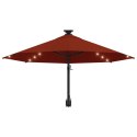 Parasol ścienny z LED, na metalowym słupku, 300 cm, terakota