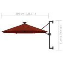 Parasol ścienny z LED, na metalowym słupku, 300 cm, terakota