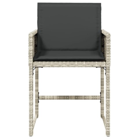 Krzesła ogrodowe z poduszkami, 4 szt., jasnoszare, polirattan