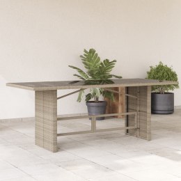 Stół ogrodowy ze szklanym blatem, jasnoszary, 190x80x74 cm