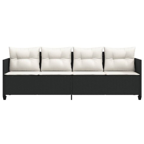 Leżanka z poduszkami, czarna, polirattan