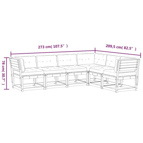 6-cz., ogrodowy zestaw wypoczynkowy z poduszkami, biały, sosna