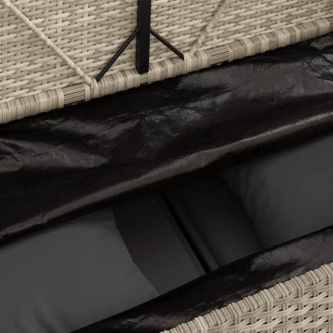 Ławka ogrodowa z poduszkami, jasnoszara, polirattan