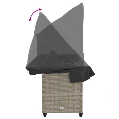 Leżanka z zadaszeniem i poduszkami, jasnoszara, polirattan