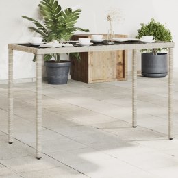 Stół ogrodowy ze szklanym blatem, jasnoszary, 115x54x74 cm