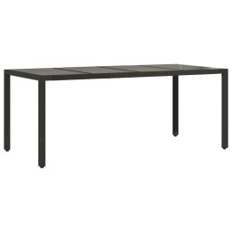 Stół ogrodowy ze szklanym blatem, czarny, 190x90x75 cm