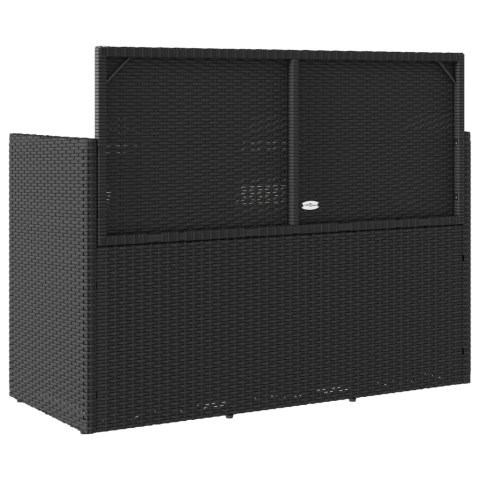 Ławka ogrodowa z poduszkami, czarna, polirattan