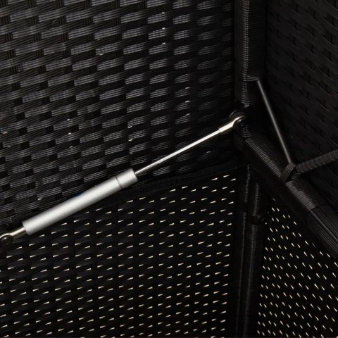 Ławka ogrodowa z poduszkami, czarna, polirattan