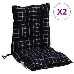 Poduszki na krzesła z niskim oparciem, 2 szt., w czarną kratę
