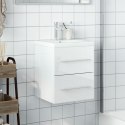 Szafka łazienkowa z wbudowaną umywalką, wysoki połysk, biała