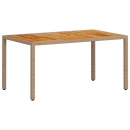 Stół ogrodowy, beżowy 150x90x75 cm, rattan PE i drewno akacjowe
