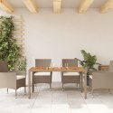 Stół ogrodowy, beżowy 150x90x75 cm, rattan PE i drewno akacjowe