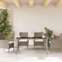 Stół ogrodowy ze szklanym blatem, szary 150x90x75 cm, rattan PE