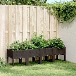 Donica ogrodowa z nóżkami, brązowa, 160x40x42 cm, PP