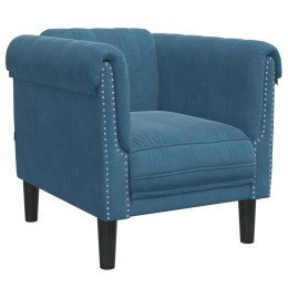 Fotel, niebieski, tapicerowany aksamitem