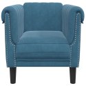 Fotel, niebieski, tapicerowany aksamitem