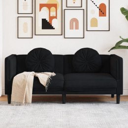 Sofa 2-osobowa z poduszkami, czarna, aksamit