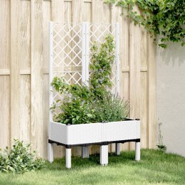 Donica ogrodowa z kratką, biała, 80x40x142 cm, PP
