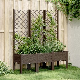 Donica ogrodowa z kratką, brązowa, 120x40x142 cm, PP