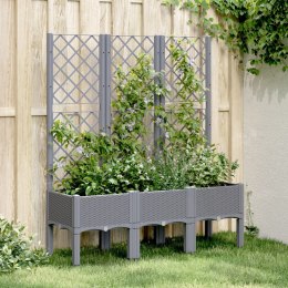 Donica ogrodowa z kratką, szara, 120x40x142 cm, PP