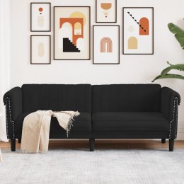 Sofa 3-osobowa, czarna, tapicerowana aksamitem