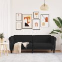 Sofa 3-osobowa, czarna, tapicerowana aksamitem