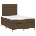 Łóżko kontynentalne z materacem, brązowe, 120x190 cm, tkanina