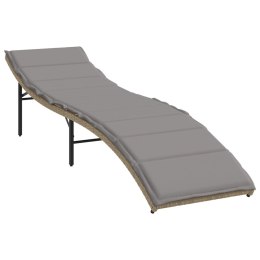 Leżak z poduszką, beżowy, 55x199x50 cm, polirattan