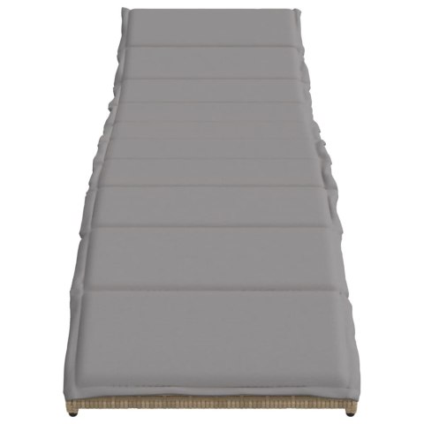 Leżak z poduszką, beżowy, 55x199x50 cm, polirattan