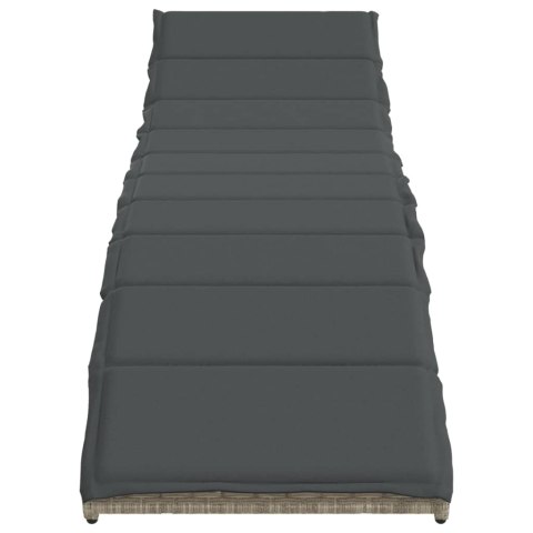 Leżaki ze stolikiem, 2 szt., jasnoszare, polirattan