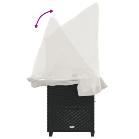 Leżanka z zadaszeniem i poduszkami, czarna, polirattan