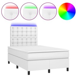 Łóżko kontynentalne z materacem i LED, białe, 120x190 cm
