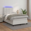 Łóżko kontynentalne z materacem i LED, białe, 120x190 cm