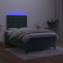 Łóżko kontynentalne z materacem i LED, ciemna zieleń, 120x190cm