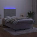 Łóżko kontynentalne z materacem i LED, jasnoszare, 120x190 cm