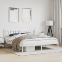 Metalowa rama łóżka z wezgłowiem, biała, 180x200 cm