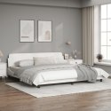 Rama łóżka z zagłówkiem, biała, 200x200 cm, sztuczna skóra