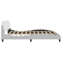 Rama łóżka z zagłówkiem, biała, 200x200 cm, sztuczna skóra