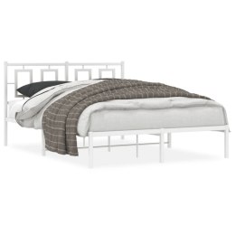 Metalowa rama łóżka z wezgłowiem, biała, 135x190 cm