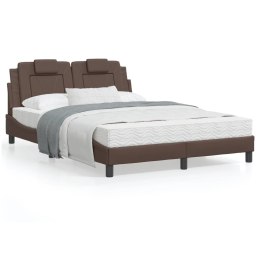 Rama łóżka z LED, brązowa, 120x200 cm, sztuczna skóra