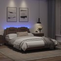 Rama łóżka z LED, brązowa, 120x200 cm, sztuczna skóra