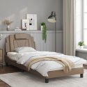 Rama łóżka z LED, cappuccino, 90x200 cm, sztuczna skóra