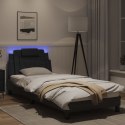 Rama łóżka z LED, czarna, 90x190 cm, sztuczna skóra