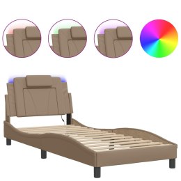 Rama łóżka z LED, kolor cappuccino, 90x190 cm, sztuczna skóra