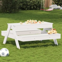 Stół piknikowy z piaskownicą dla dzieci, biały, drewno sosnowe