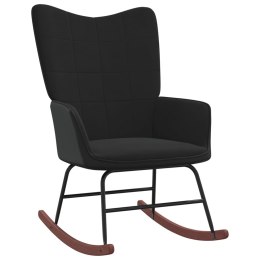 Fotel bujany, czarny, aksamit i PVC